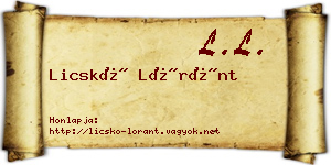 Licskó Lóránt névjegykártya