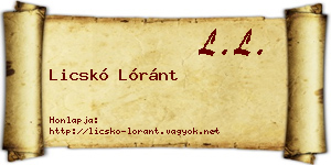 Licskó Lóránt névjegykártya